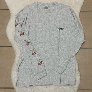 Bling Cherry 🍒 Long Sleeve Campus Tee VS Pink